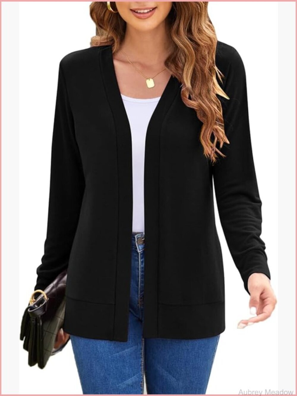 Lightweight Long Sleeve Open Front Knit Cardigan Flowy Soft Sweater